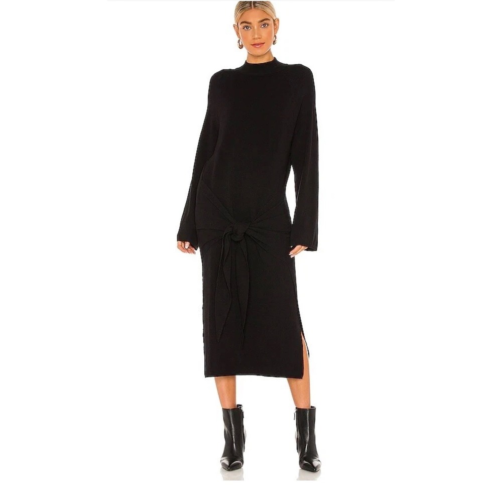 SNDYS Tied Up Knit Dress Black Long Sleeve Minimal‎ Revolve Small NWT
